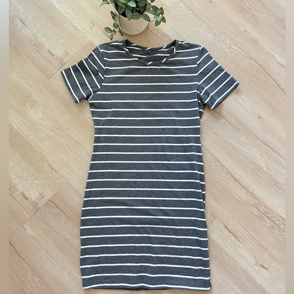 Striped Gray Mini Dress